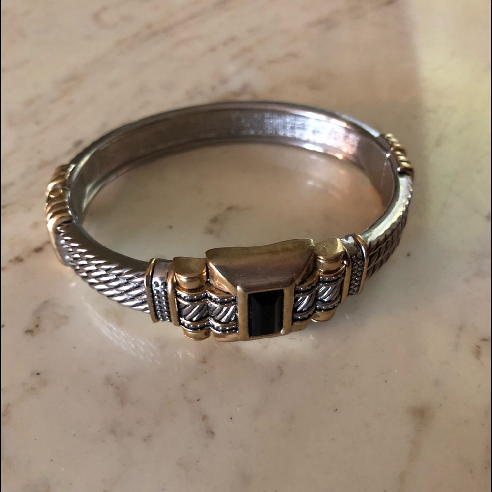 Silver, gold and black bracelet
